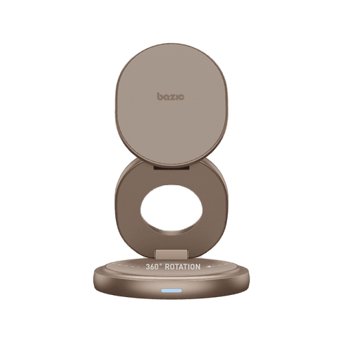 Bazic GoMag Gyre 360 Rotating Base 3 in 1 Wireless Charger With Apple Watch & Airpods Charging - Gold