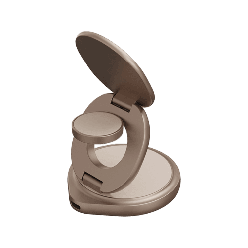Bazic GoMag Gyre 360 Rotating Base 3 in 1 Wireless Charger With Apple Watch & Airpods Charging - Gold