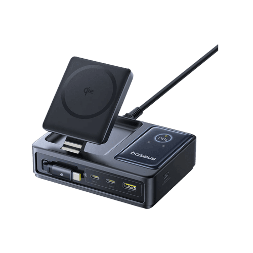 Baseus Nomos Qi2 140W 5-in-1 Desktop Charger With Digital Display - Cosmic Black