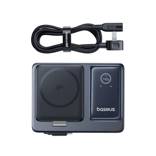 Baseus Nomos Qi2 140W 5-in-1 Desktop Charger With Digital Display - Cosmic Black