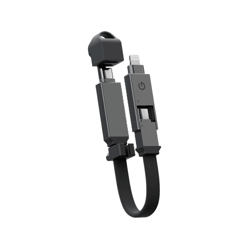 Energea Sheath 2 in 1 USB-C to USB-C + Lightning 480Mbps 60W 15cm Cable - Gunmetal