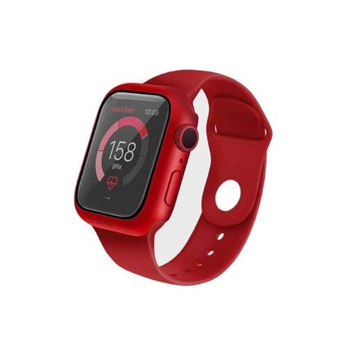 Uniq Nautic Case With IP68 Water Resistant Tempered Glass Screen Protection for Apple Watch 44mm - Crimson Red