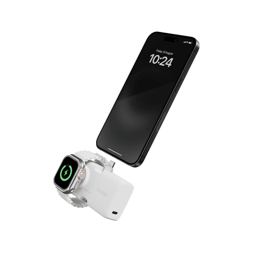 Bazic GoPower Koda 2 in 1 Power Bank With Foldable USB-C /Lightning Pin And Apple Watch Charger 5000mAh - Vanilla