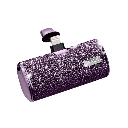 iWALK Bling Secret 4500mAh Portable Power Bank With Built-In Lightning Connector - Sparkly Diamond Purple