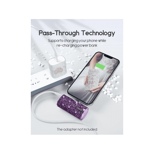iWALK Bling Secret 4500mAh Portable Power Bank With Built-In Lightning Connector - Sparkly Diamond Purple