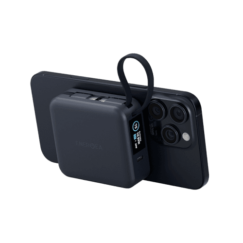Energea Magpac Mini Plus Wireless Power Bank 10000mAh With Build in USB-C Cable & Display - Blue