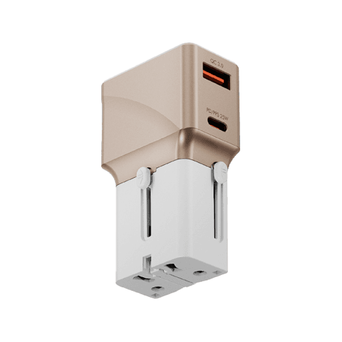 Energea Voyager Kit Travel world Adapter 25 + Alupac Power Bank 10000mAh + Helix Cable 1.5M + Pouch - Beige