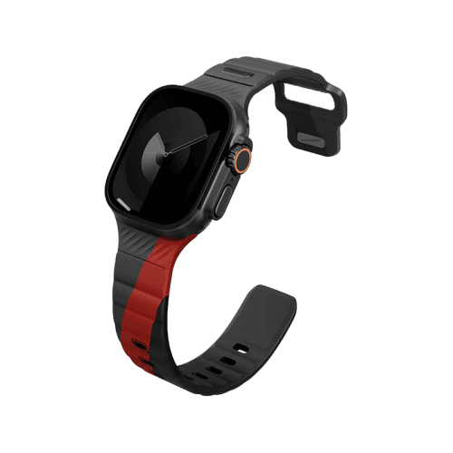 Uniq Stride De FKM Strap for Apple Watch 49/46/45MM - Charcoal / Rosso Red