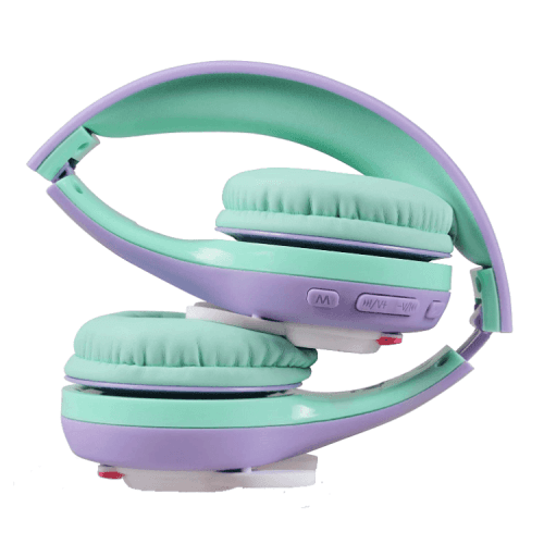 Riwbox Rabbit Bluetooth Headphones With LED for Kids - Purple / Green
