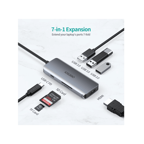 Choetech 7 in 1 USB-C Hub - Silver