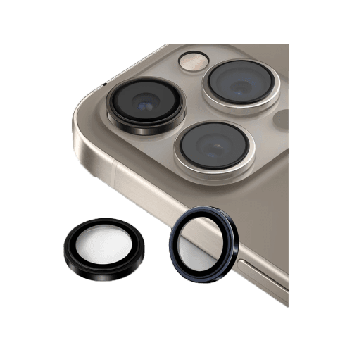 Uniq Optix Stainless Steel Frame Sapphire Camera Lens Protector for iPhone 15 Pro Max - Gunmetal Black