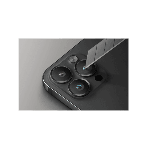 Uniq Optix Stainless Steel Frame Sapphire Camera Lens Protector for iPhone 15 Pro Max - Gunmetal Black