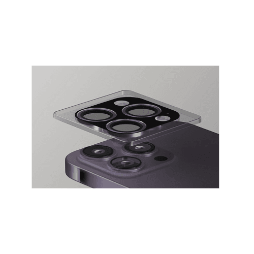 Uniq Optix Stainless Steel Frame Sapphire Camera Lens Protector for iPhone 15 Pro Max - Gunmetal Black