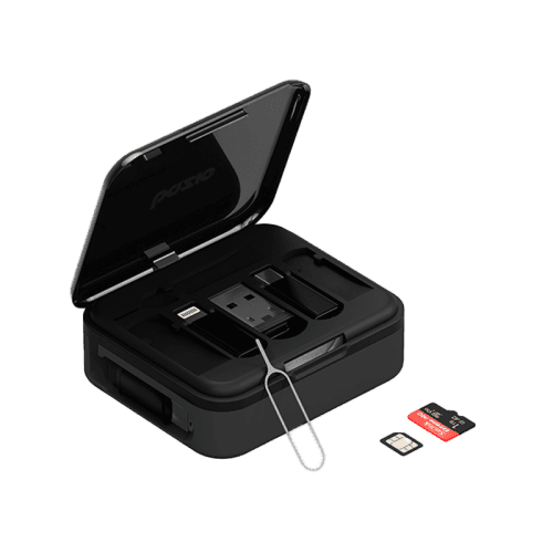 Bazic GoCharge Loop 5 In 1 Cable Kit With Micro/USB-A/Lightning Adapter With 1M Retractable Travel Kit - Black