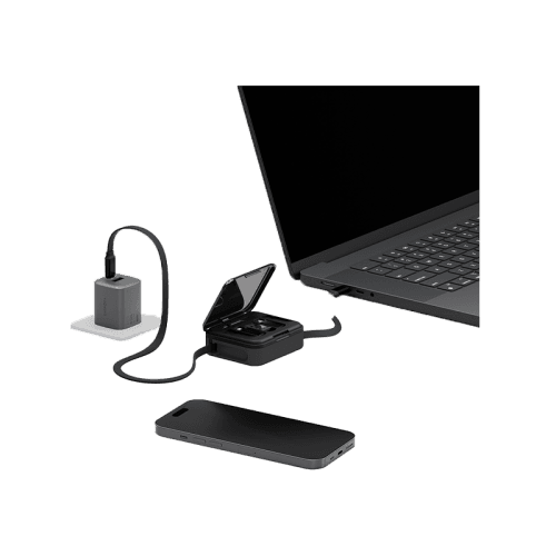 Bazic GoCharge Loop 5 In 1 Cable Kit With Micro/USB-A/Lightning Adapter With 1M Retractable Travel Kit - Black