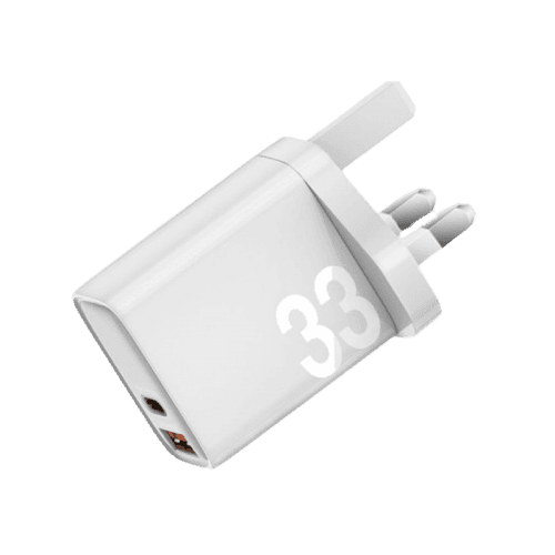 Energea Ampcharge 1-Port USB-C and 1-Port USB-A 33W Wall Charger - White