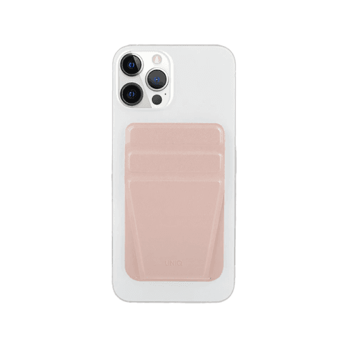 Uniq Lyft Wallet Magnetic Snap-on Stand and Card Holder for iPhone - Blush Pink