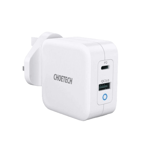 Choetech USB-C, USB-A PD 65W GaN Mini Fast Charger - White