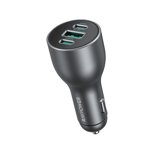 RavPower 2 - Port USB-C and 1 - Port USB-A PD 100W Car Charger - Grey