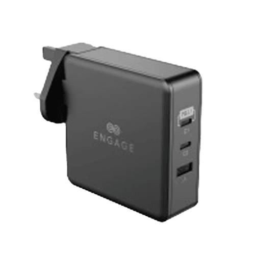 Engage 2-Port USB-C and 1-Port USB-A Travel Charger- Black