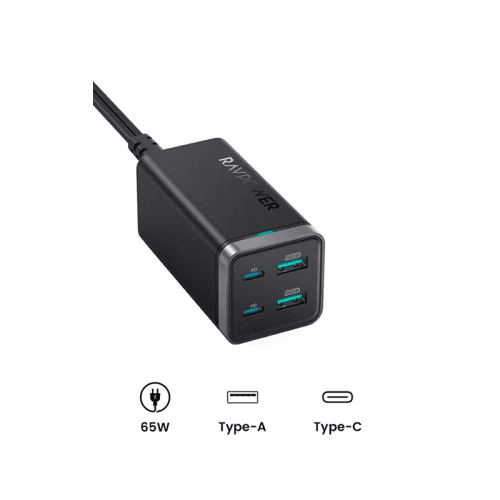 RavPower Pioneer 4 - Port 65W PD Desktop Chargers - Black