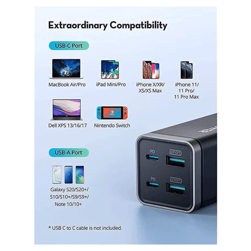 RavPower Pioneer 4 - Port 65W PD Desktop Chargers - Black