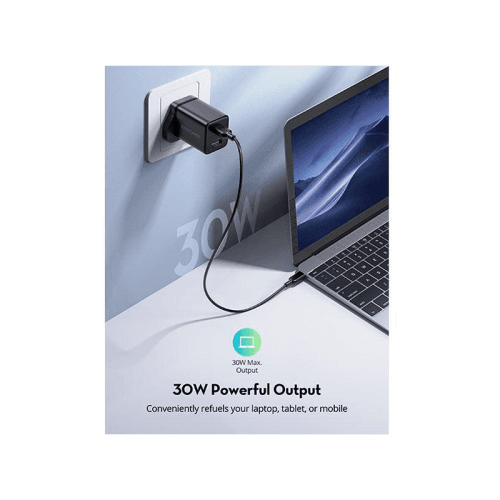 RavPower USB-C + USB-A 30W PD Wall Charger - Black