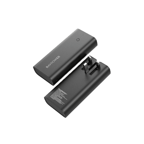 RavPower 1-Port USB-C PD 20W and 2-Port USB-A 10000mAh Power Bank with UK Plug - Black