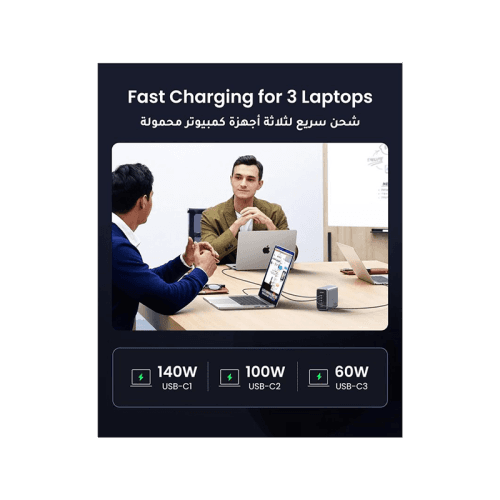 Ugreen Nexode 4-Port USB-C and 1-Port USB-A 300W GaN Wall Charger - Space Grey