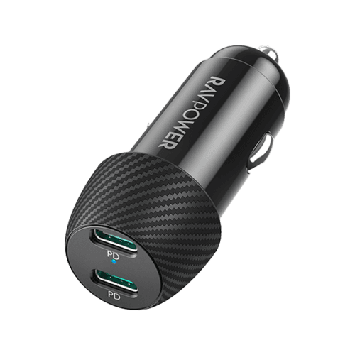 RavPower 2 - Port USB-C PD 50W Car Charger - Black