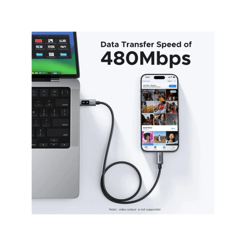 Ugreen Uno USB-C to USB-C 480Mbps 100W Fast Charging Cable 1m (5A Max) - Black