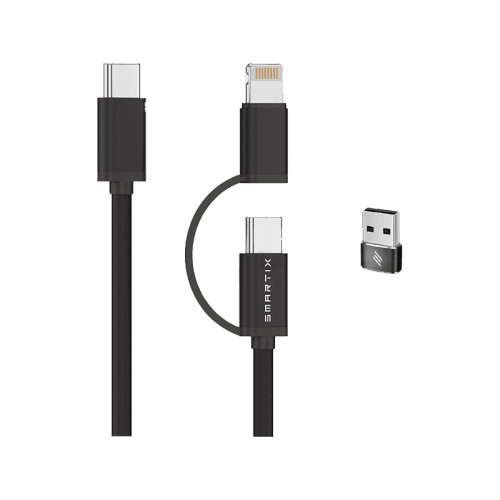 Smart Premium 2 in 1 USB-C to USB-C + lightning Cable - Black