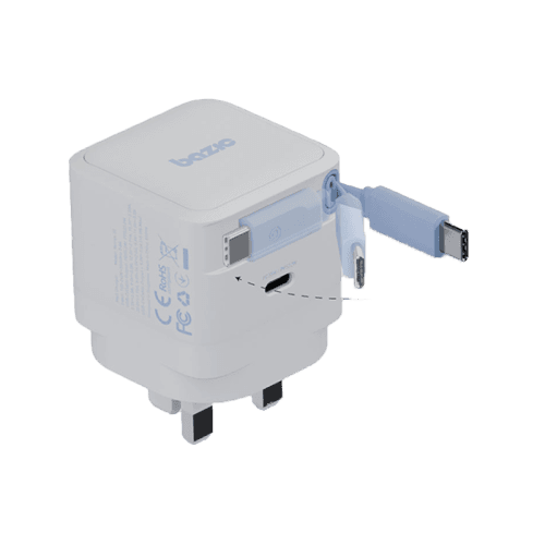 Bazic GoPort Retrek 1-Port USB-C & Built-In USB-C Cable 35W GaN - White