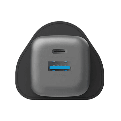 Energea Ampcharge 1-port USB-C and 1-port USB-A 35W GaN Wall Charger - Gunmetal