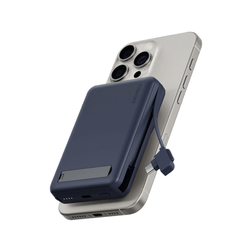 Energea MagPac Pro Plus MagSafe 10000mAh Power Bank  Built-In USB-C Cable With Built In Stand - Blue