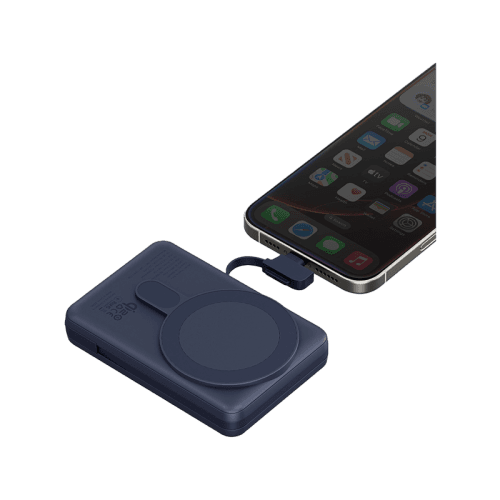 Energea MagPac Pro Plus MagSafe 10000mAh Power Bank  Built-In USB-C Cable With Built In Stand - Blue