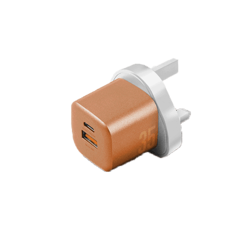 Energea AmpCharge 1-Port USB-C & 1-Port USB-A GaN 35W Wall Charger - Orange