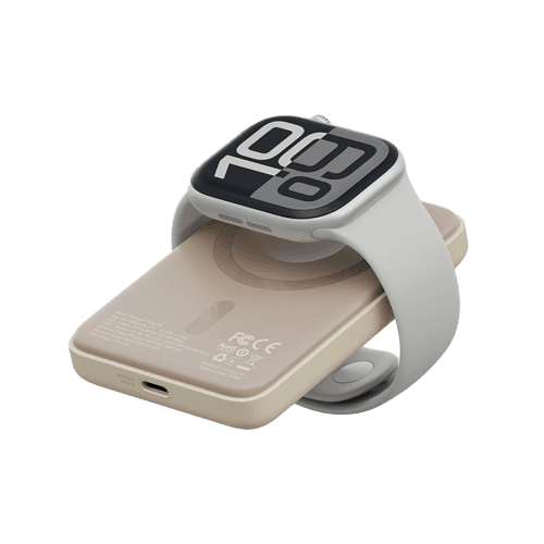 Bazic GoPower Snap 3-In-1 MagSafe with Apple Watch Charger 5000mAh Power Bank - Latte