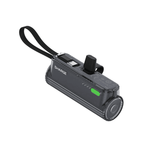Sharge Flow Mini 2 USB-C With Built-in USB-C 5000mAh Power Bank - Black
