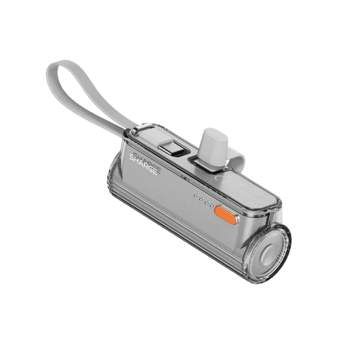 Sharge Flow Mini 2 USB-C With Built-in USB-C 5000mAh Power Bank - Silver