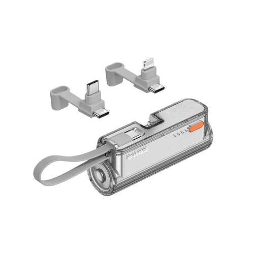 Sharge Flow Mini 2 USB-C With Built-in USB-C 5000mAh Power Bank - Silver