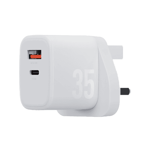 Bazic GoPort Velox 1-Port USB-C and 1-Port USB-A 35W PD Wall Charger - White