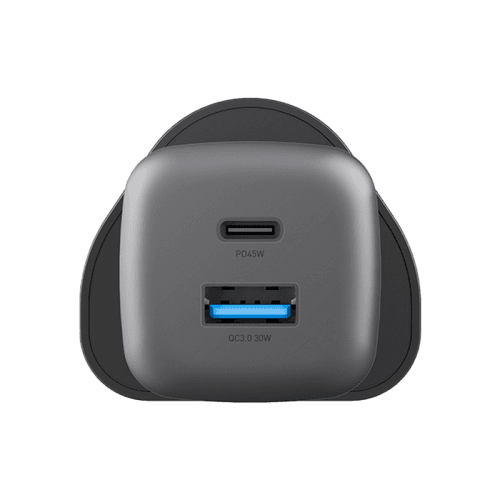 Energea Ampcharge Mini 1-Port USB-C and 1-Port USB-A 45W PD Wall Charger - Gunmetal
