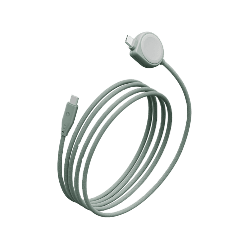 Energea Flow Duo 2-In-1 USB-C to USB-C With Apple Watch Charger 480Mbps 60W Cable 1.5M - Sage