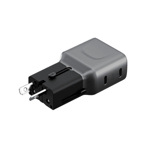 Energea TravelGo 2-Port USB-C 65W PD Travel Adapter - Gunmetal