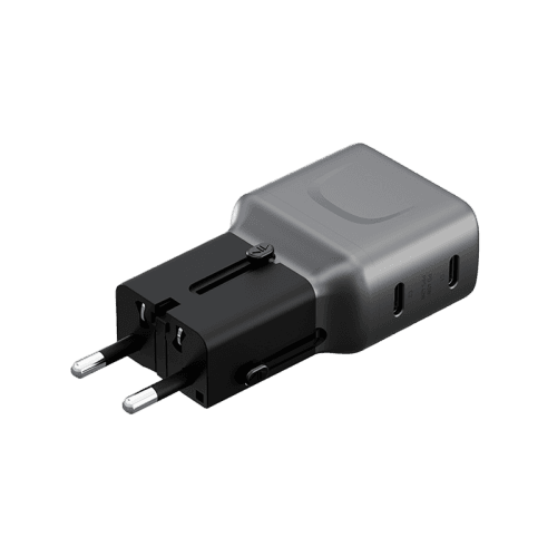 Energea TravelGo 2-Port USB-C 65W PD Travel Adapter - Gunmetal