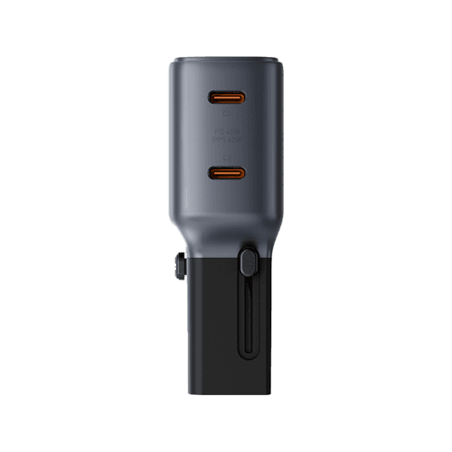 Energea TravelGo 2-Port USB-C 65W PD Travel Adapter - Gunmetal