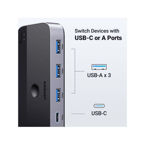 Ugreen USB 3.0 Sharing Switch 2 In 4 Out - Black