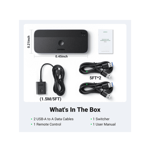Ugreen USB 3.0 Sharing Switch 2 In 4 Out - Black