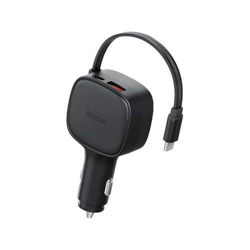 Bazic GoDrive Loop 84 1 Port USB-C and 1-Port USB-A With USB-C Retractable Cable 75CM - Black